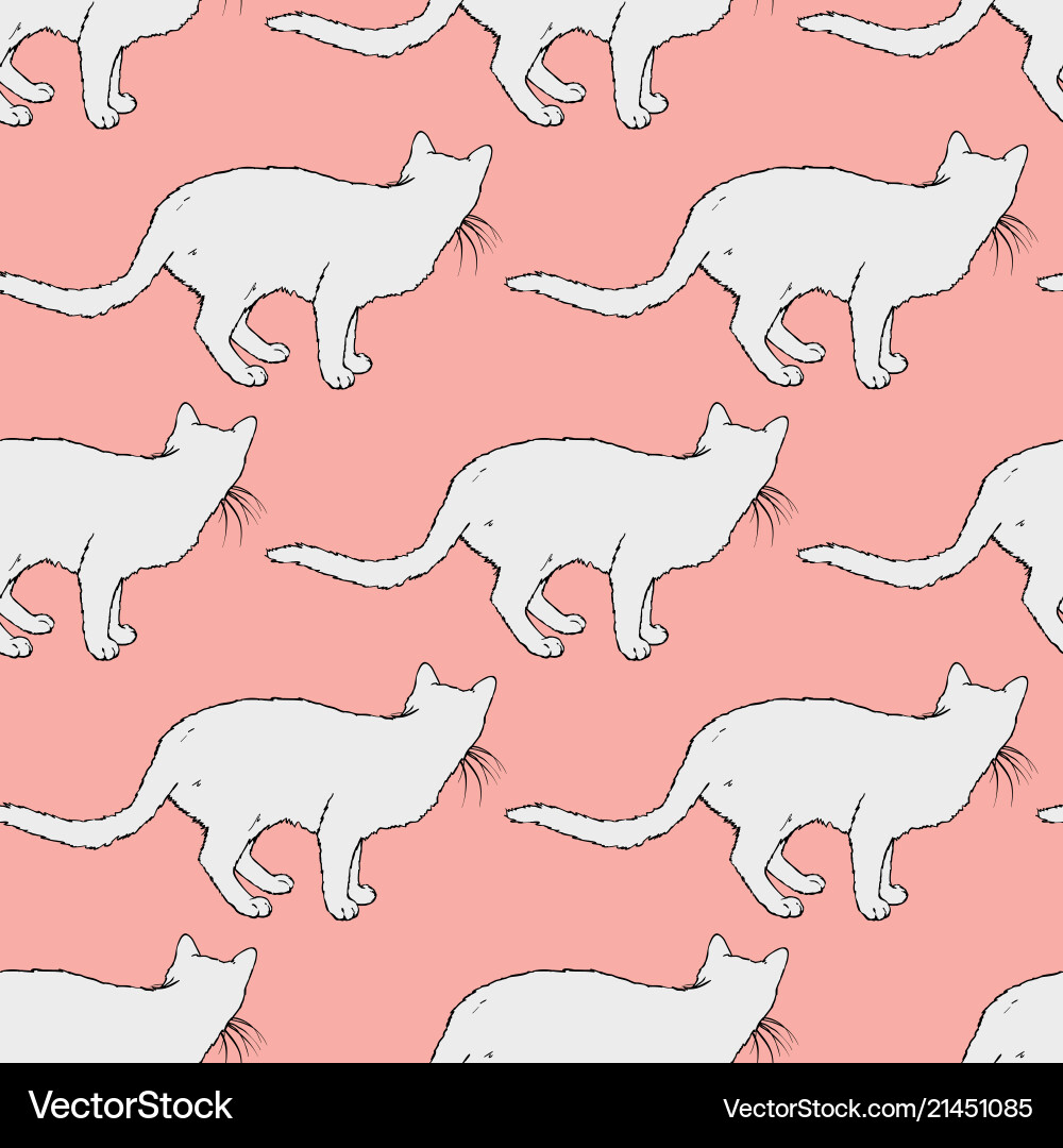 White cat seamless pattern White cat seamless pattern vector image