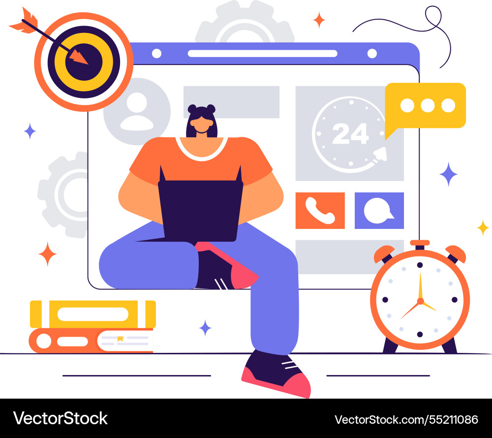 A technical support system featuring software A technical support system featuring software vector image