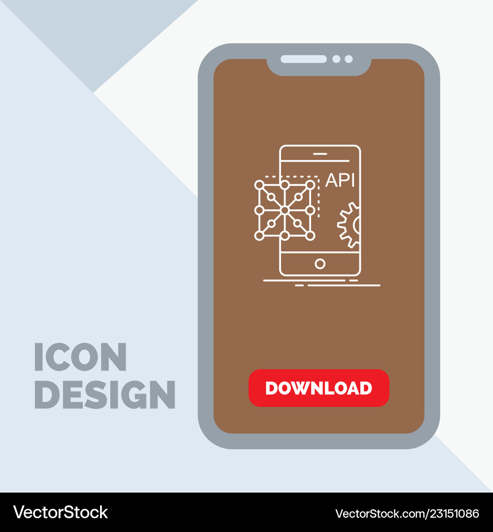 Api application coding development mobile line Api application coding development mobile line vector image
