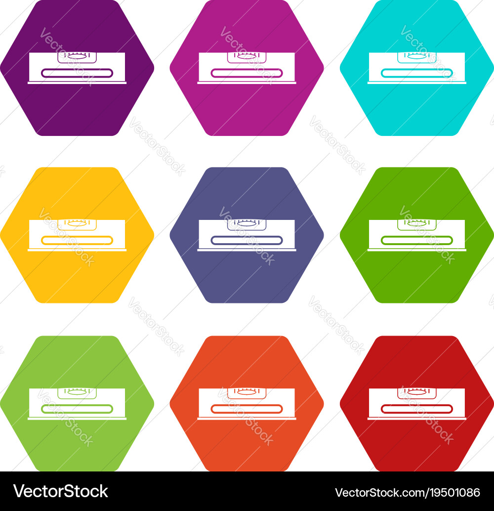 Building level icon set color hexahedron vector image