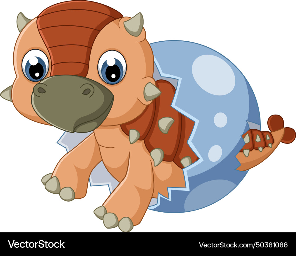Cartoon Baby ankylosaurus schraffiert aus Ei Cartoon Baby ankylosaurus schraffiert aus Ei vektorbild
