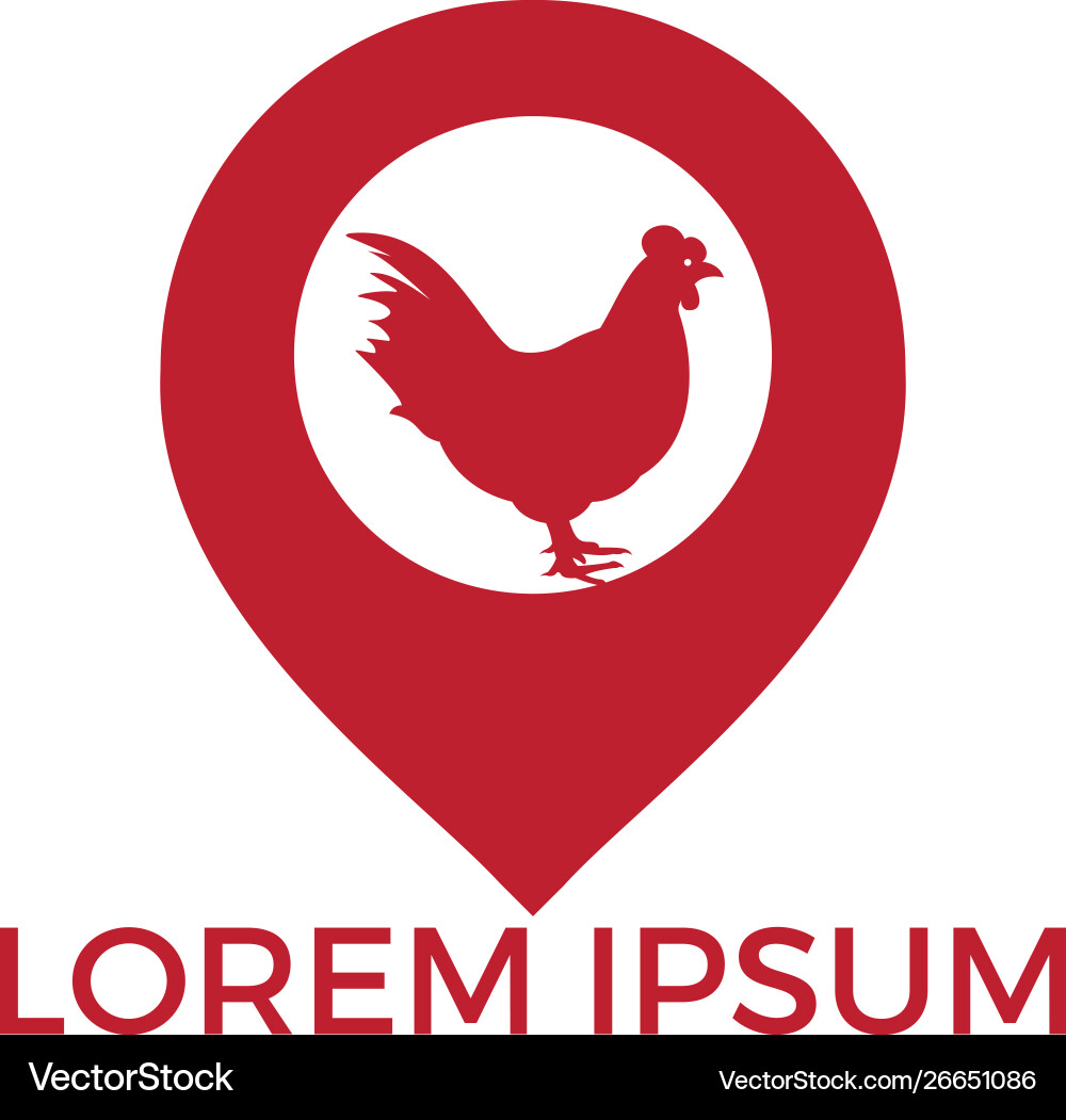 Chicken and map pointer logo design vector image