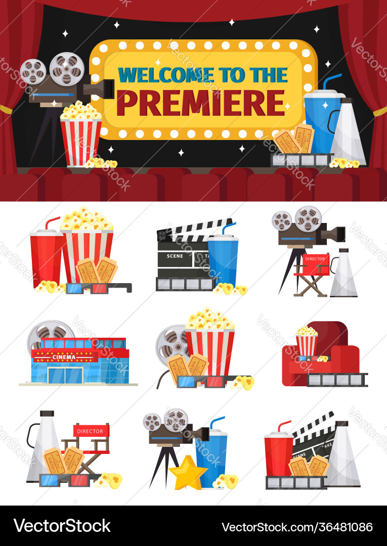 Cinematography elements concept Cinematography elements concept vector image