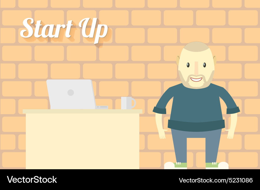 Flat design start up background character vector image