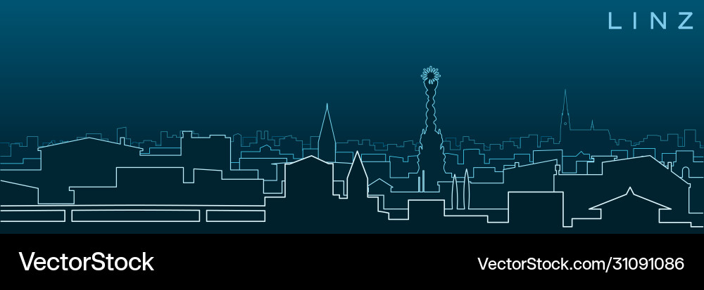 Linz multiple lines skyline and landmarks Vector Image