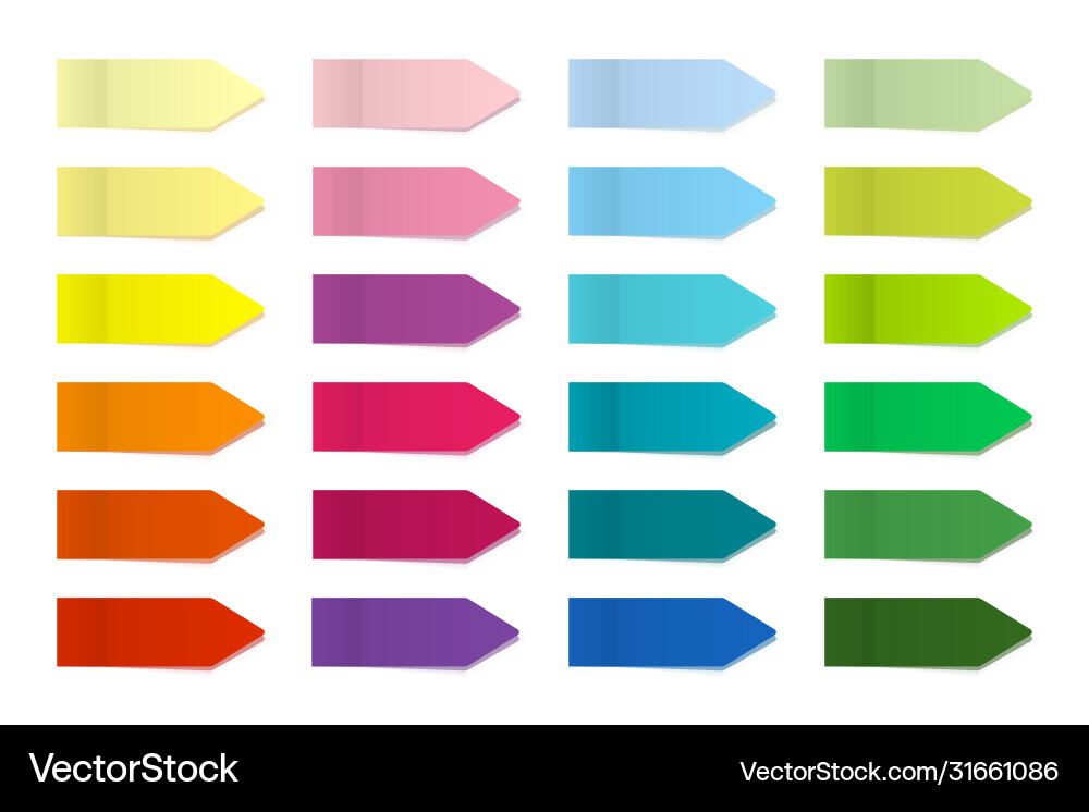 Realistic sticky notes collection arrow flag tabs Realistic sticky notes collection arrow flag tabs vector image