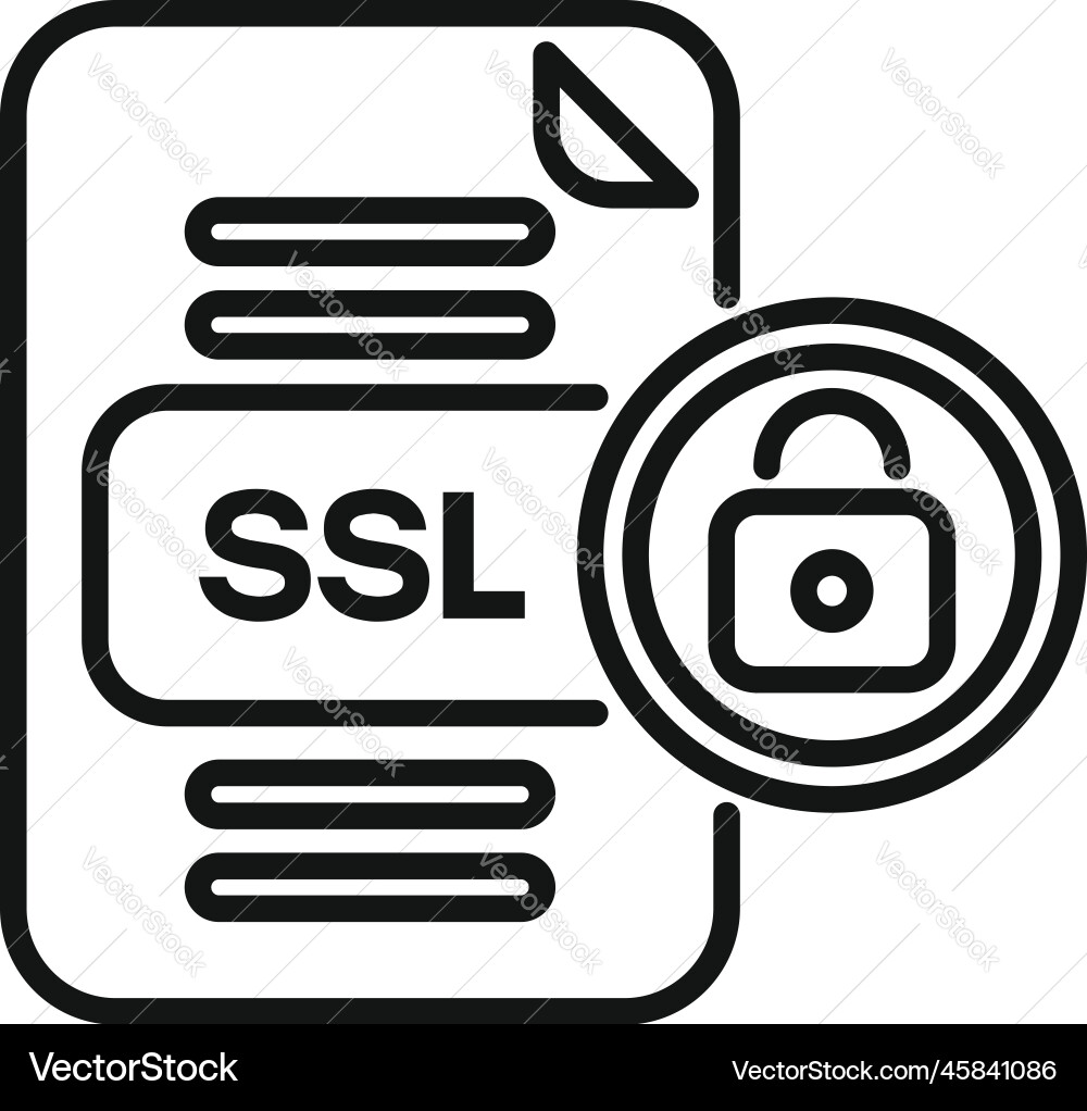 Secured ssl certificate icon outline web Secured ssl certificate icon outline web vector image