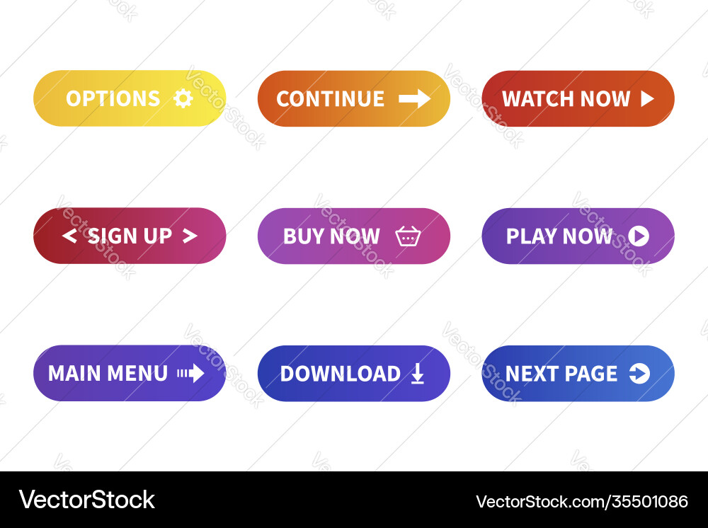 Set colored buttons for website Set colored buttons for website vector image