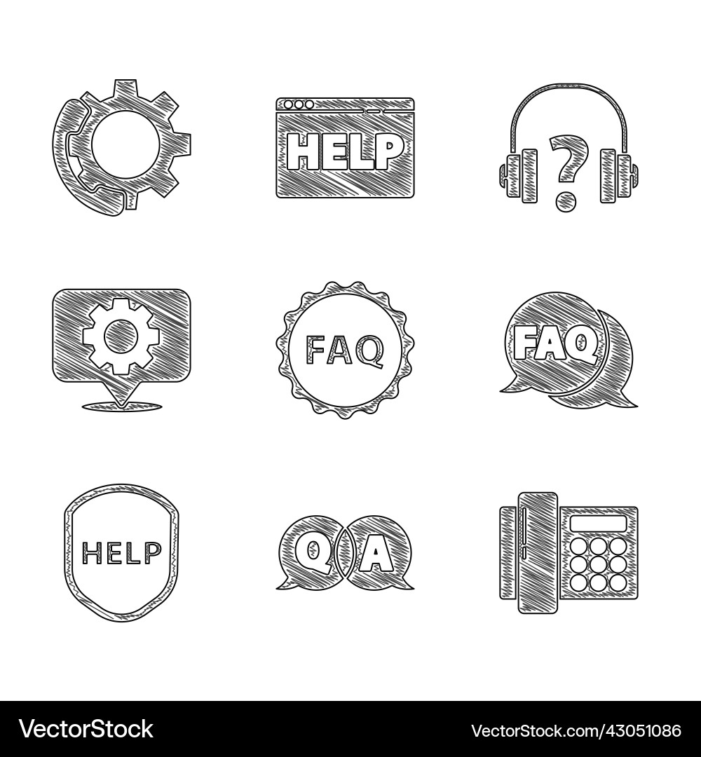 Set label with text faq question and answer Set label with text faq question and answer vector image