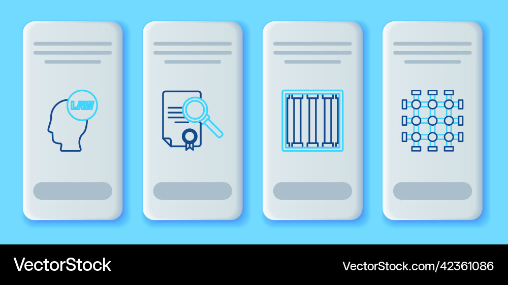 Set line document with search prison window head Set line document with search prison window head vector image