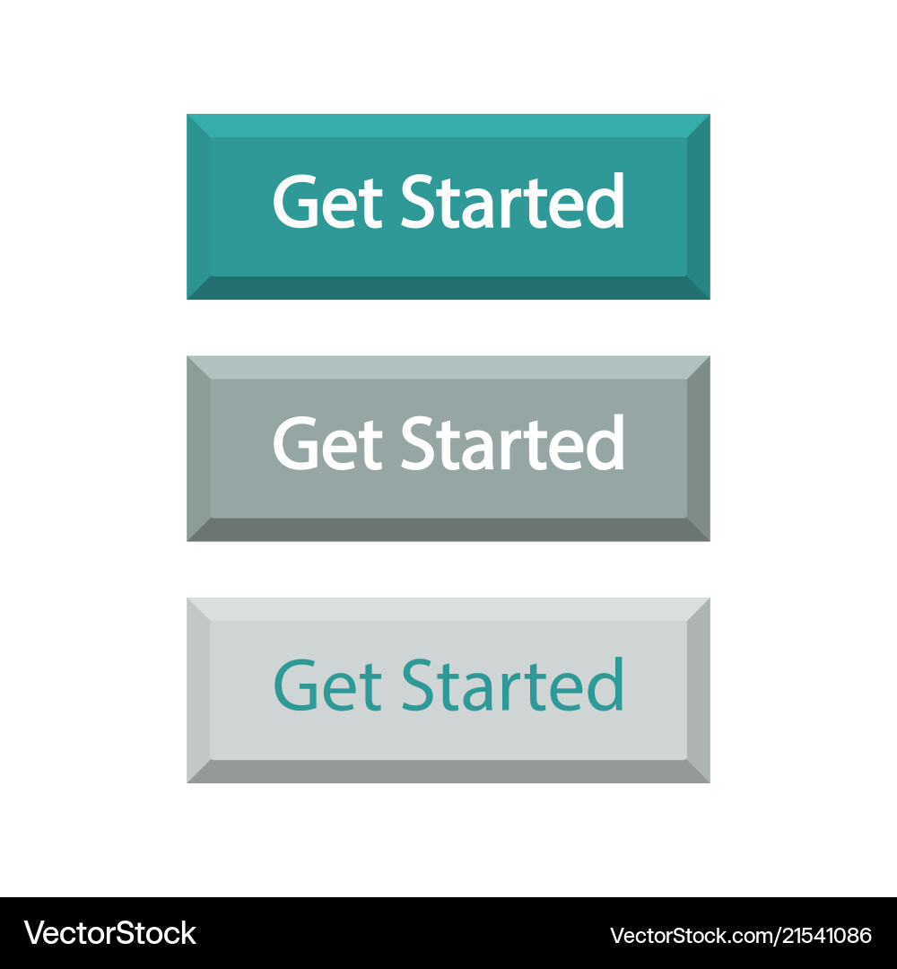Set of buttons get started isolated on white Set of buttons get started isolated on white vector image