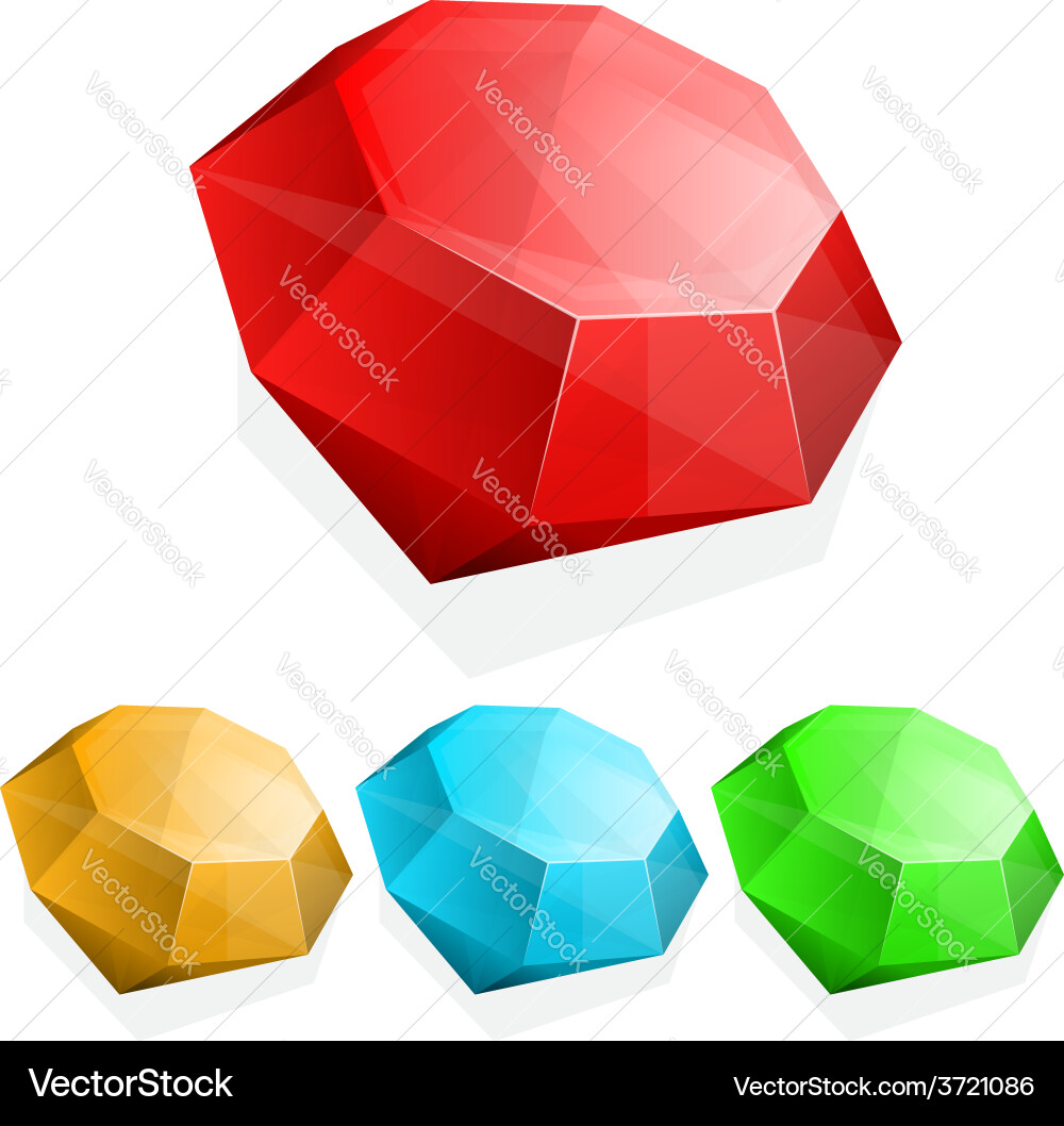 Set of gems in different color vector image