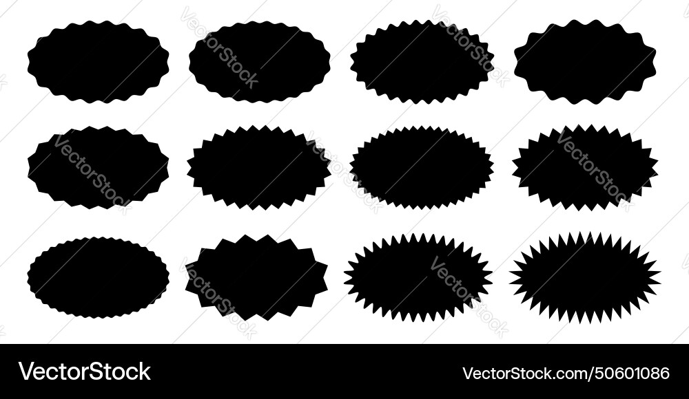 Set or oval shapes with wiggly and zigzag borders Set or oval shapes with wiggly and zigzag borders vector image