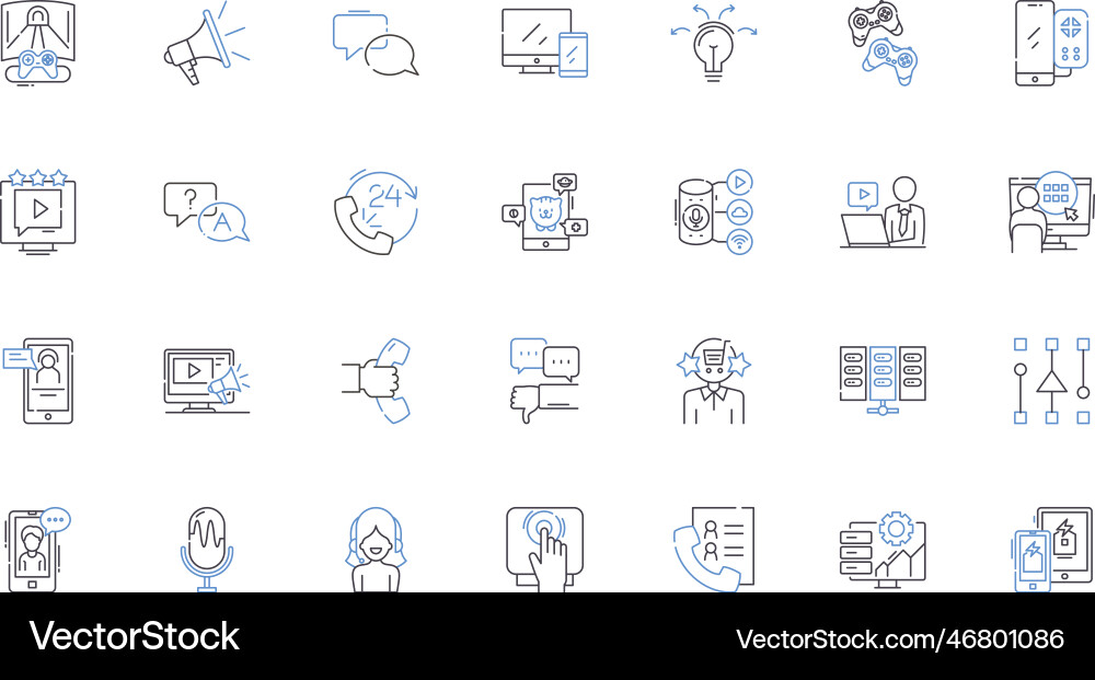 Sonar line icons collection detection navigation Sonar line icons collection detection navigation vector image