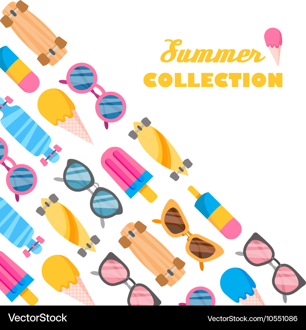 Summer collection of objects Vector Image