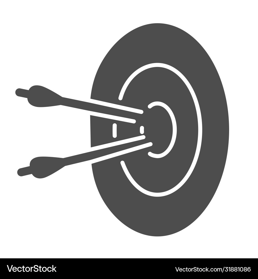 Two arrow hit target solid icon marketing Two arrow hit target solid icon marketing vector image