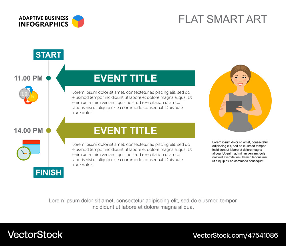 Two event diagram slide template Two event diagram slide template vector image