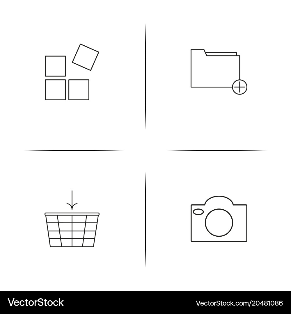 User interface simple linear icons set outlined Vector Image