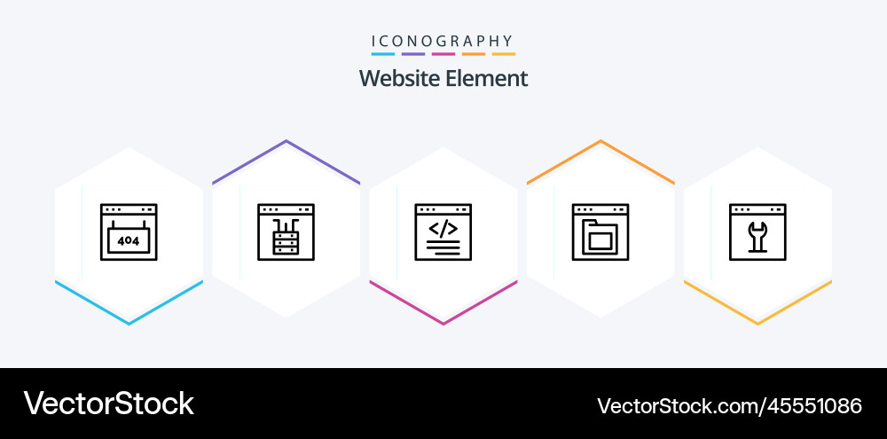 Website element 25 line icon pack including file vector image