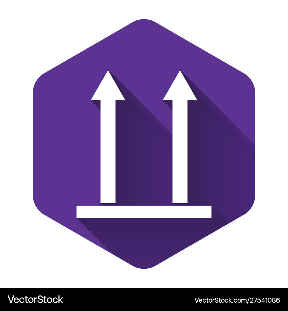 White this side up icon isolated with long shadow White this side up icon isolated with long shadow Vector Image
