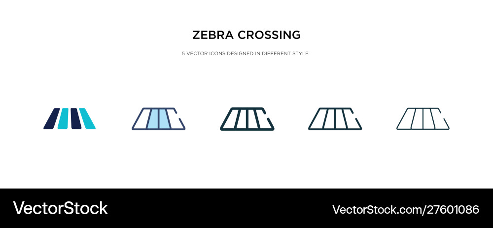 Zebra crossing icon in different style two vector image