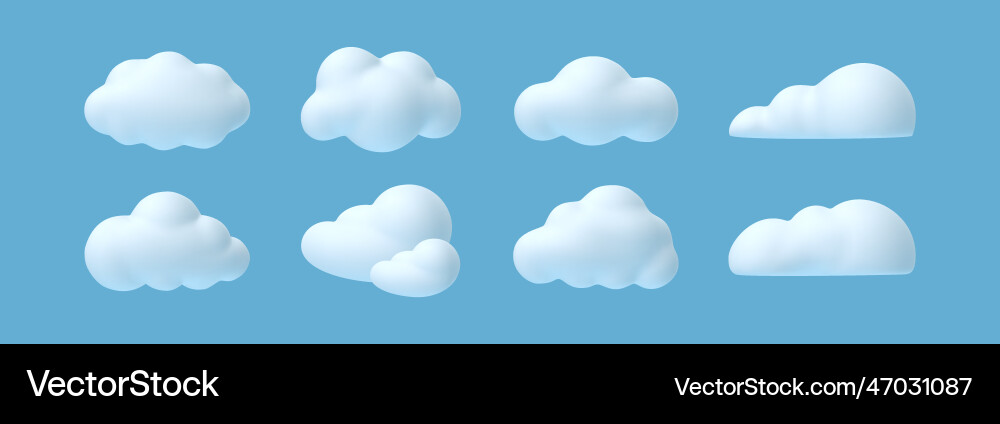 3d cloud white cartoon fluffy clouds in bubble vector image