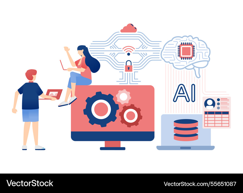 Artificial intelligence with brain chip Artificial intelligence with brain chip vector image