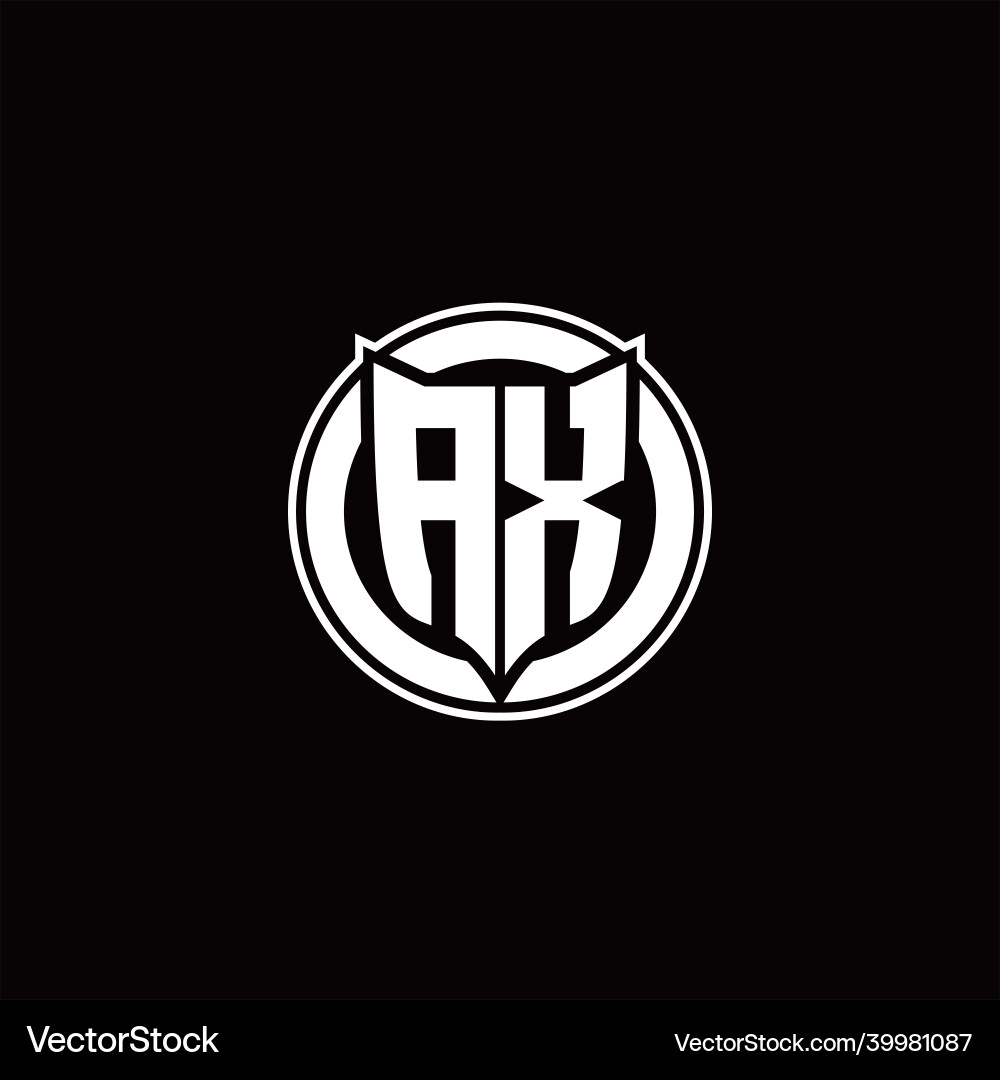 Ax logo monogram with shield and circluar shape vector image