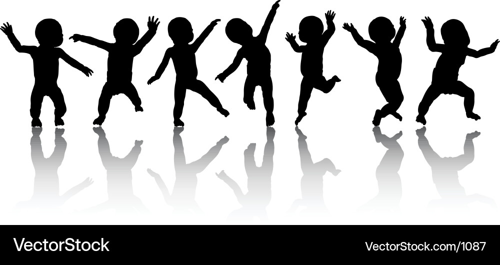 Baby Silhouettes Dancing Vector Image
