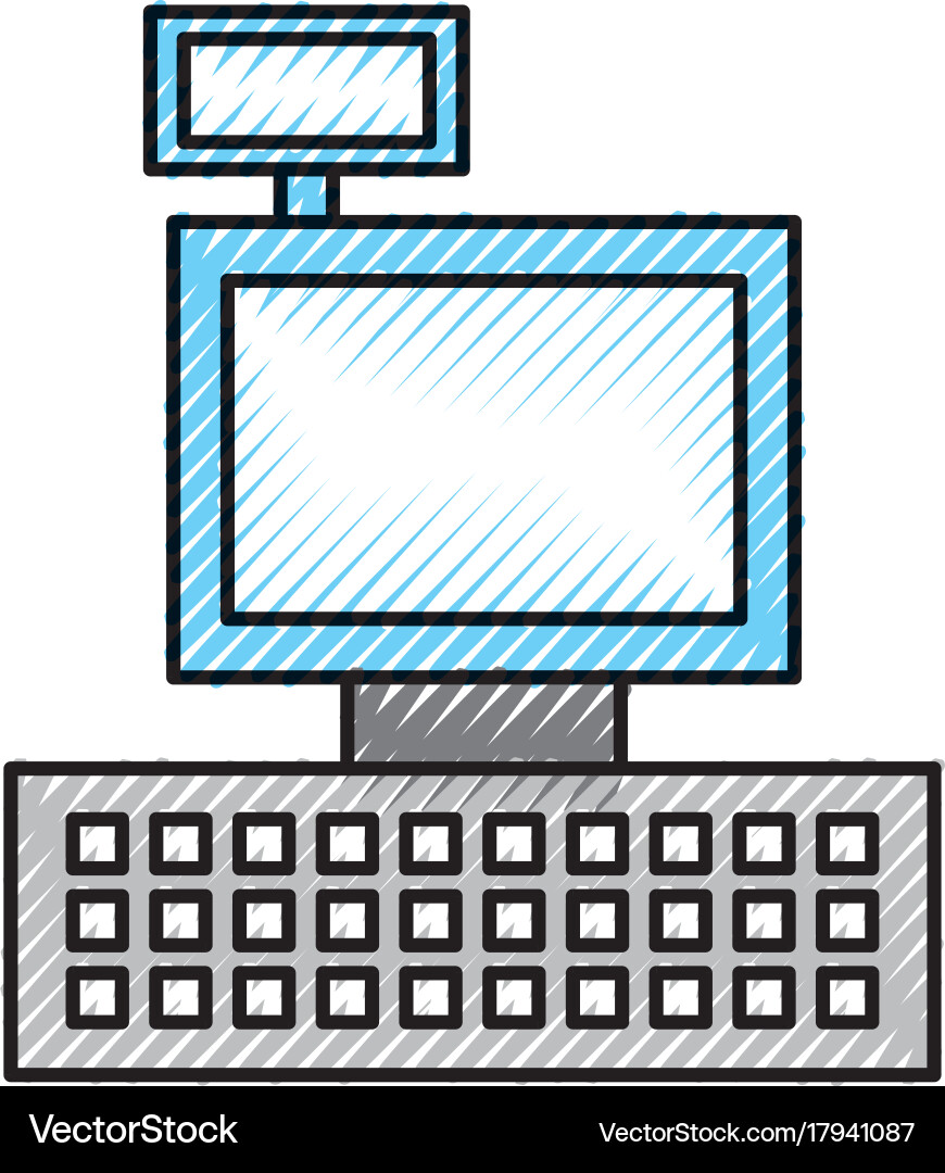 Cash register machine keypad display vector image
