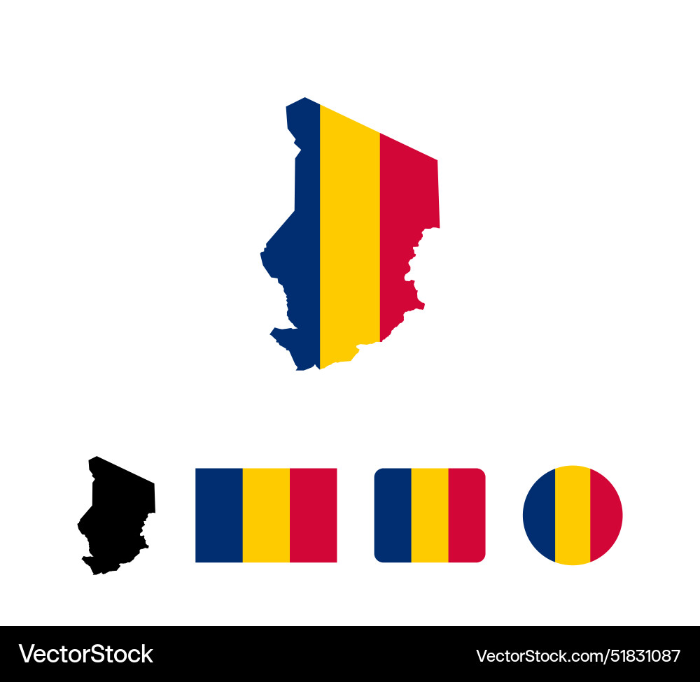 Chad flag set of flags collection Vector Image