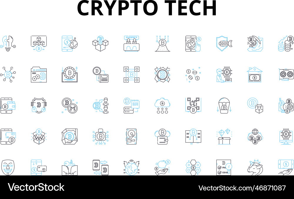 Crypto tech lineare Icons set blockchain bitcoin Crypto tech lineare Icons set blockchain bitcoin vektorbild
