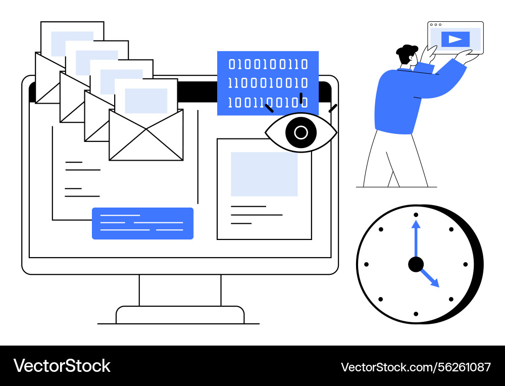 Digital communication and data management Digital communication and data management Vector Image