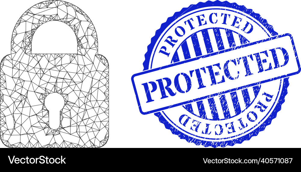 Distress protected stamp seal and net lock web Distress protected stamp seal and net lock web vector image