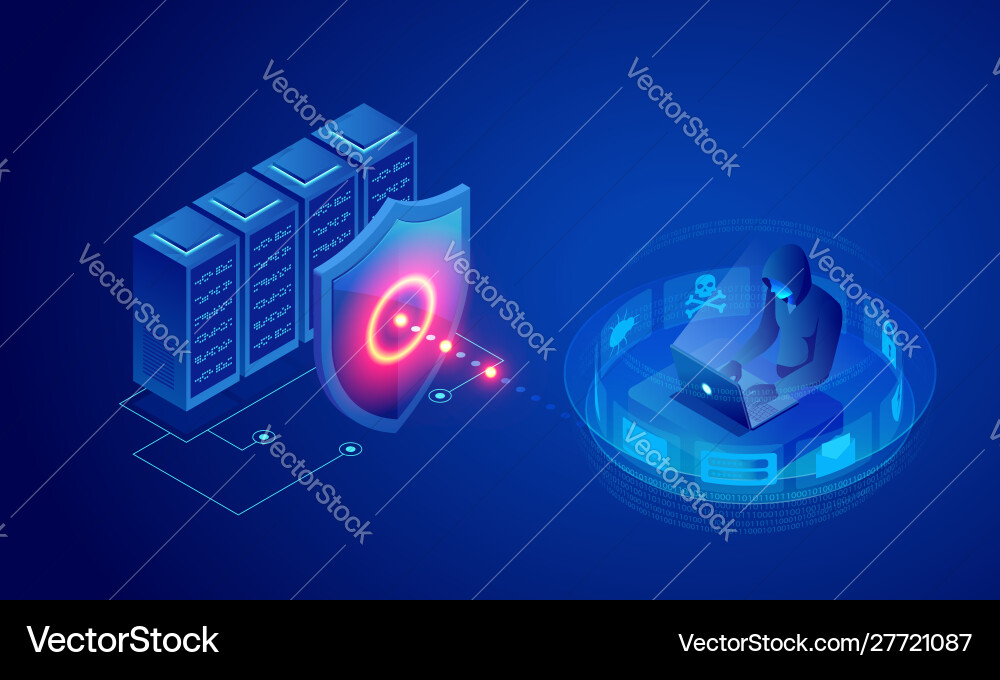 Hacker Attacking Server Network vector image