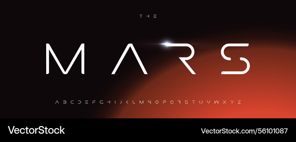 Minimal futuristic space alphabet with sleek sharp vector image