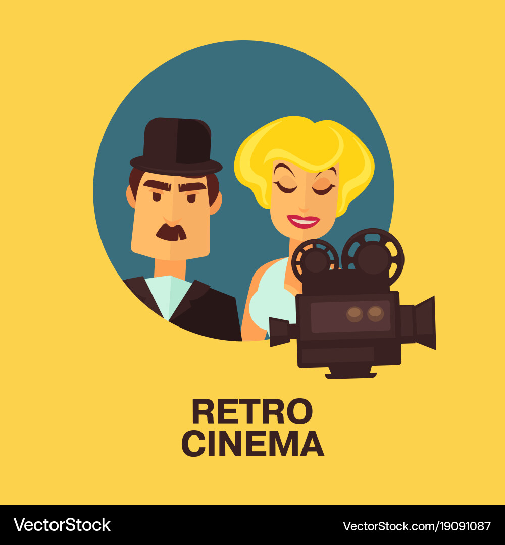 Retro cinema movie comic actor man and star woman Vector Image