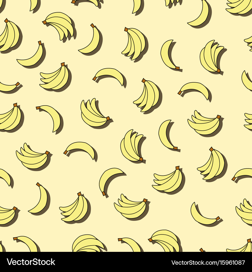 Seamless pattern with bananas on yellow background vector image