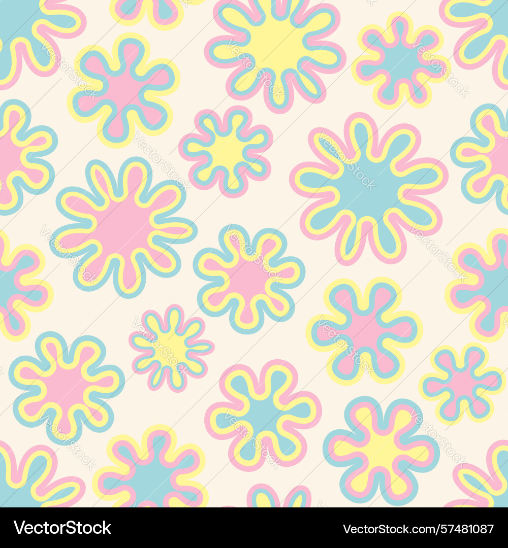 Seamless pattern with flowers in groovy style Vector Image