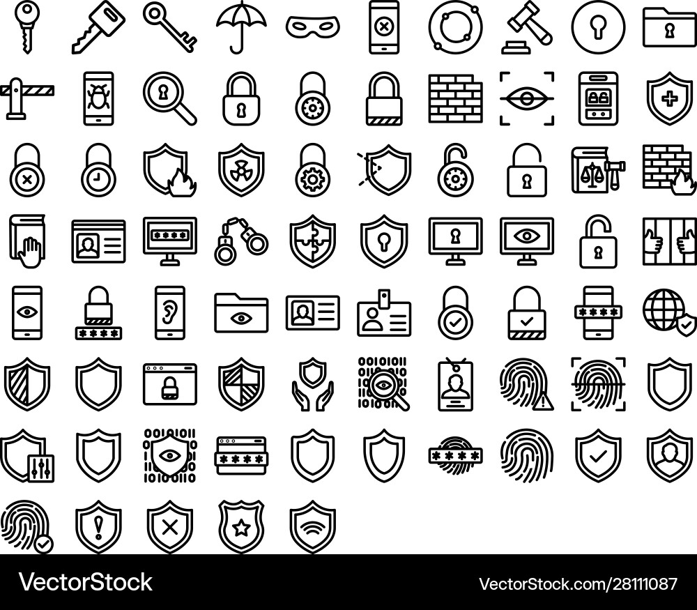 Security isolated icons set every single c Vector Image