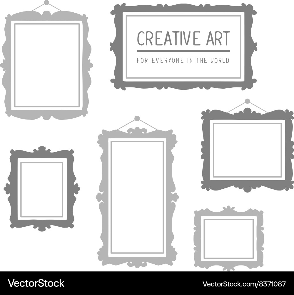 Set of gray rectangular frames isolated o vector image