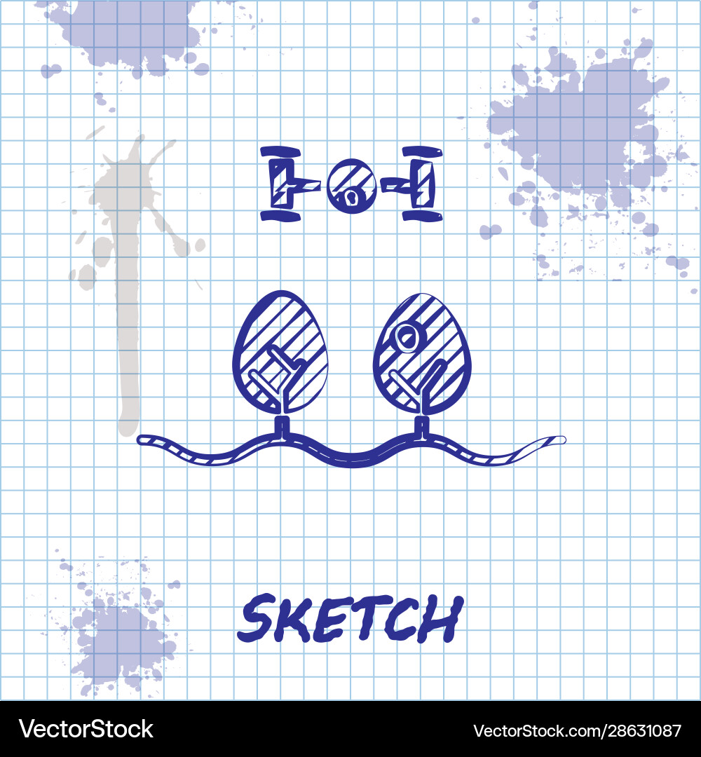 Sketch line smart farm with drone control and tree Vector Image