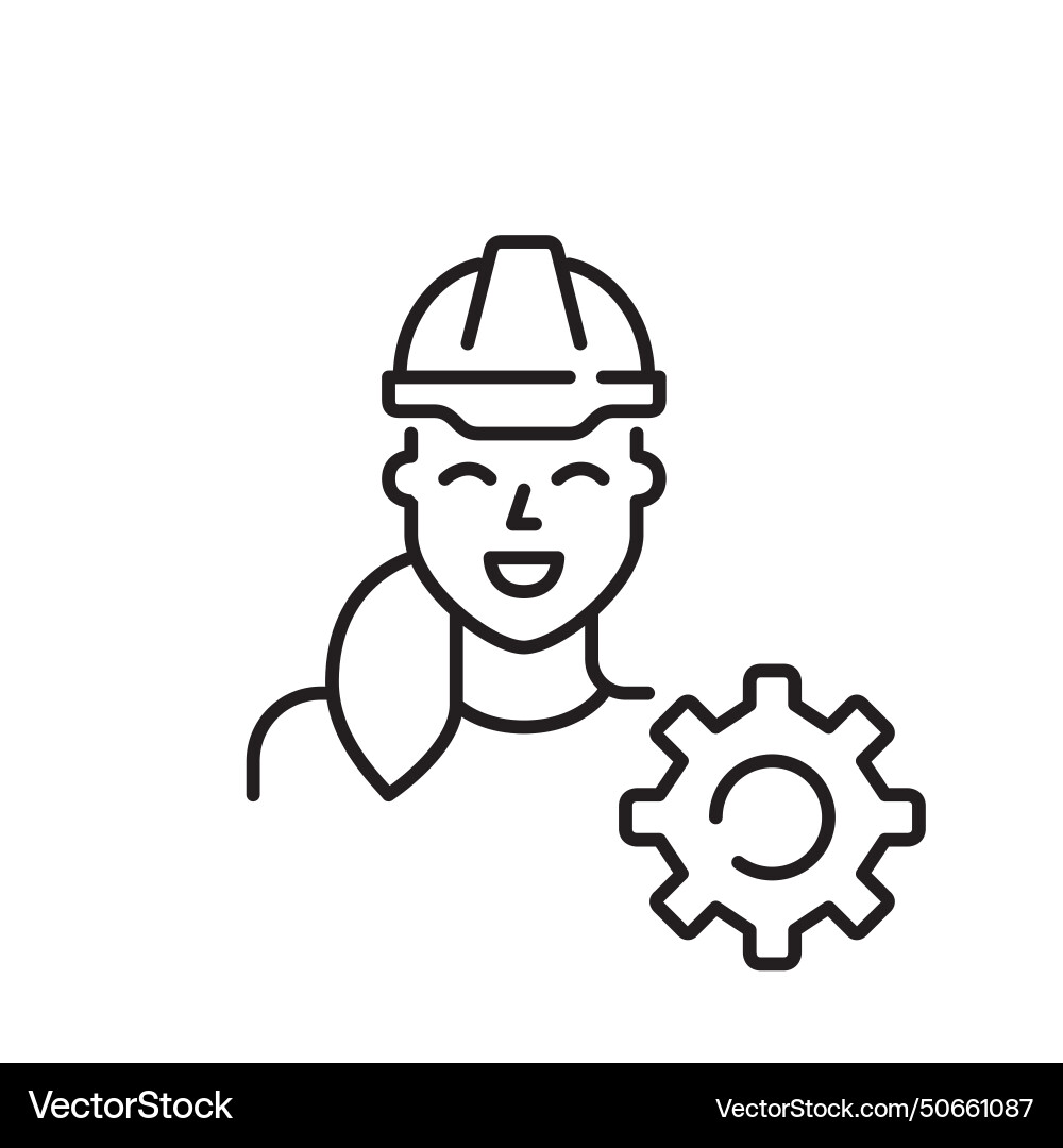 Woman with Hard Hat and Cogwheel Vector Image