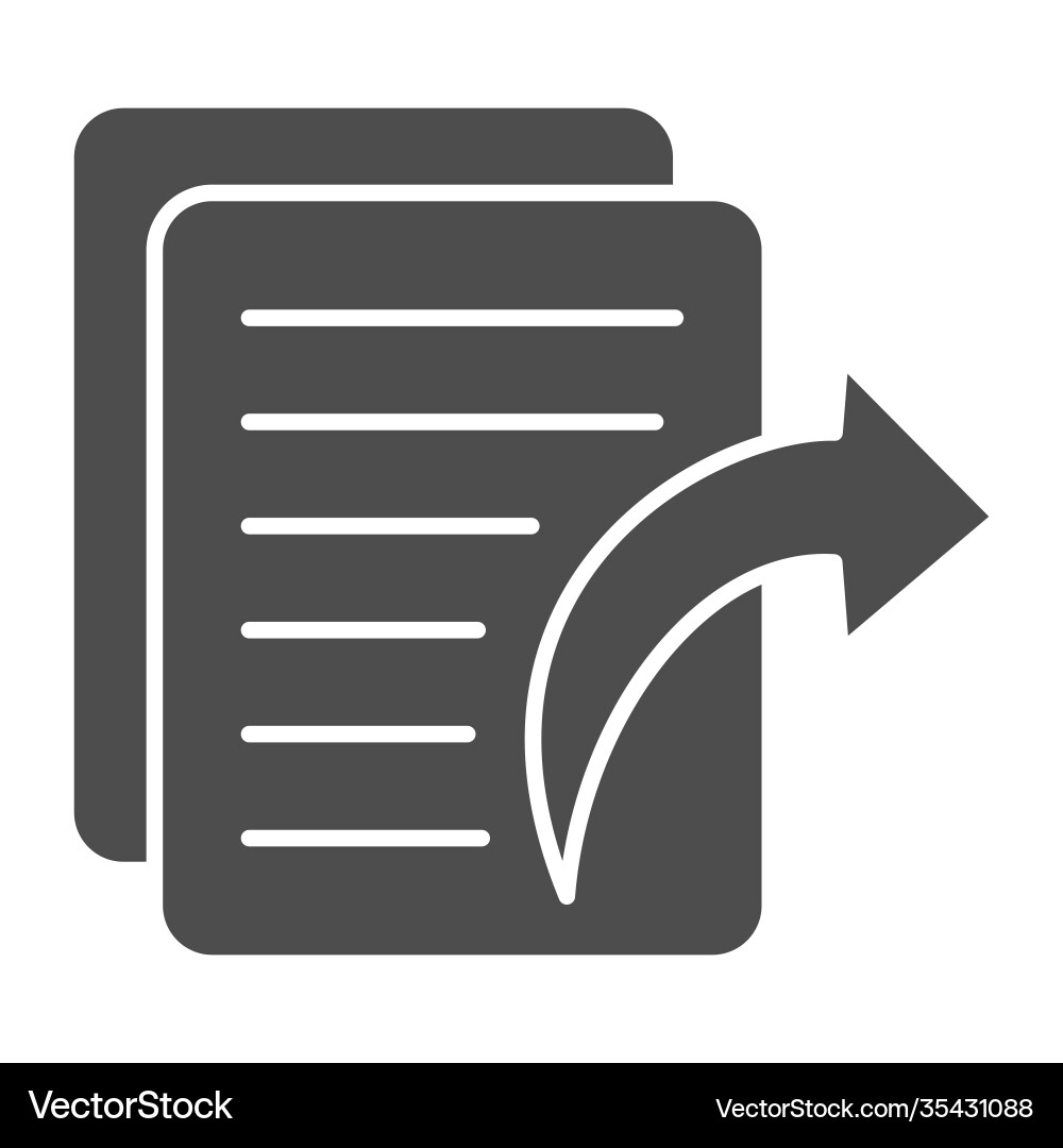 Accounting document and delegate arrow solid icon Vector Image