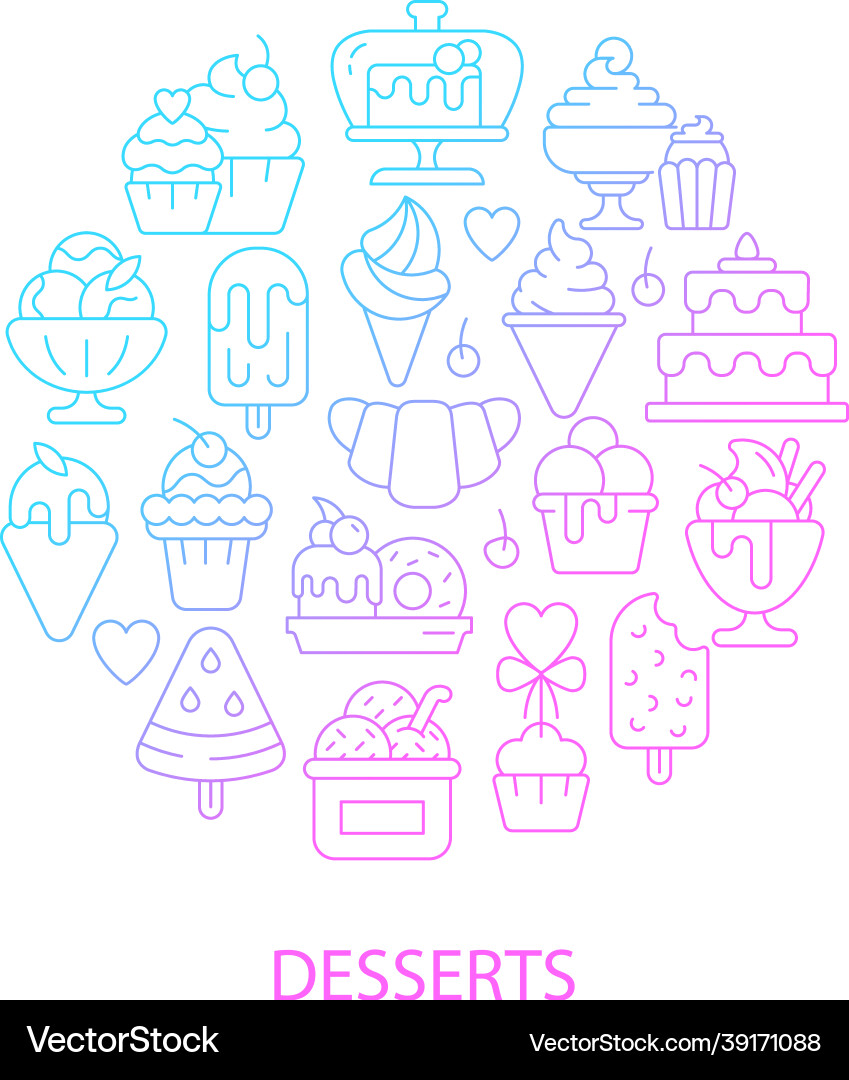 Assorted desserts abstract gradient linear Vector Image