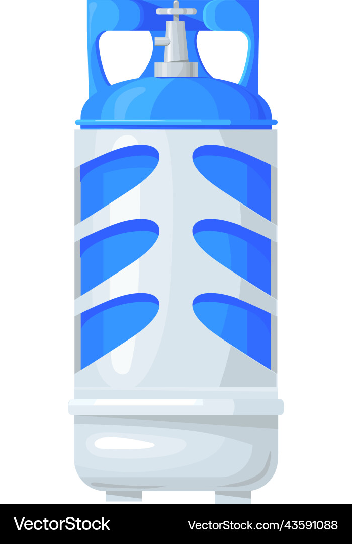 Blue compressed oxygen cylinder cartoon gas Blue compressed oxygen cylinder cartoon gas vector image