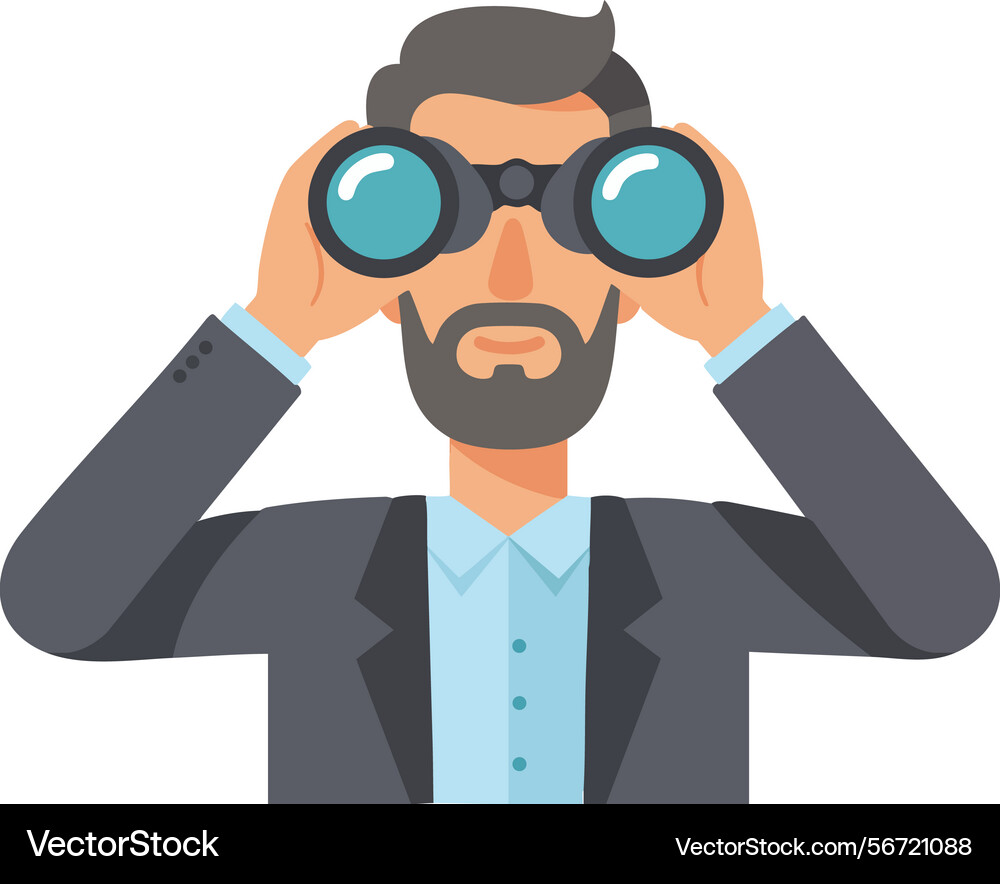 Man with binoculars looking forward in flat style Man with binoculars looking forward in flat style vector image
