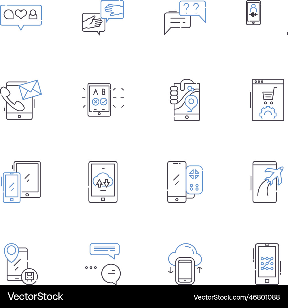 Miniature device line icons collection microchip Vector Image