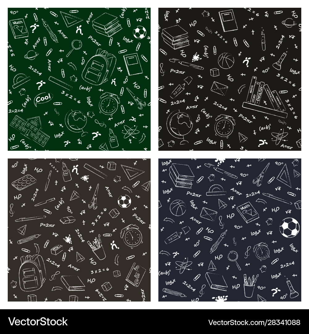 Monochrome seamless pattern with school supplies Vector Image