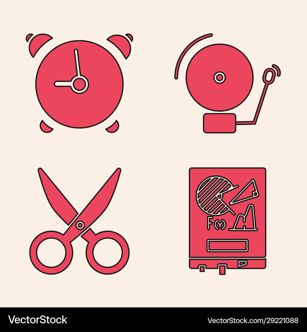 Set board with graph chart alarm clock ringing Set board with graph chart alarm clock ringing vector image